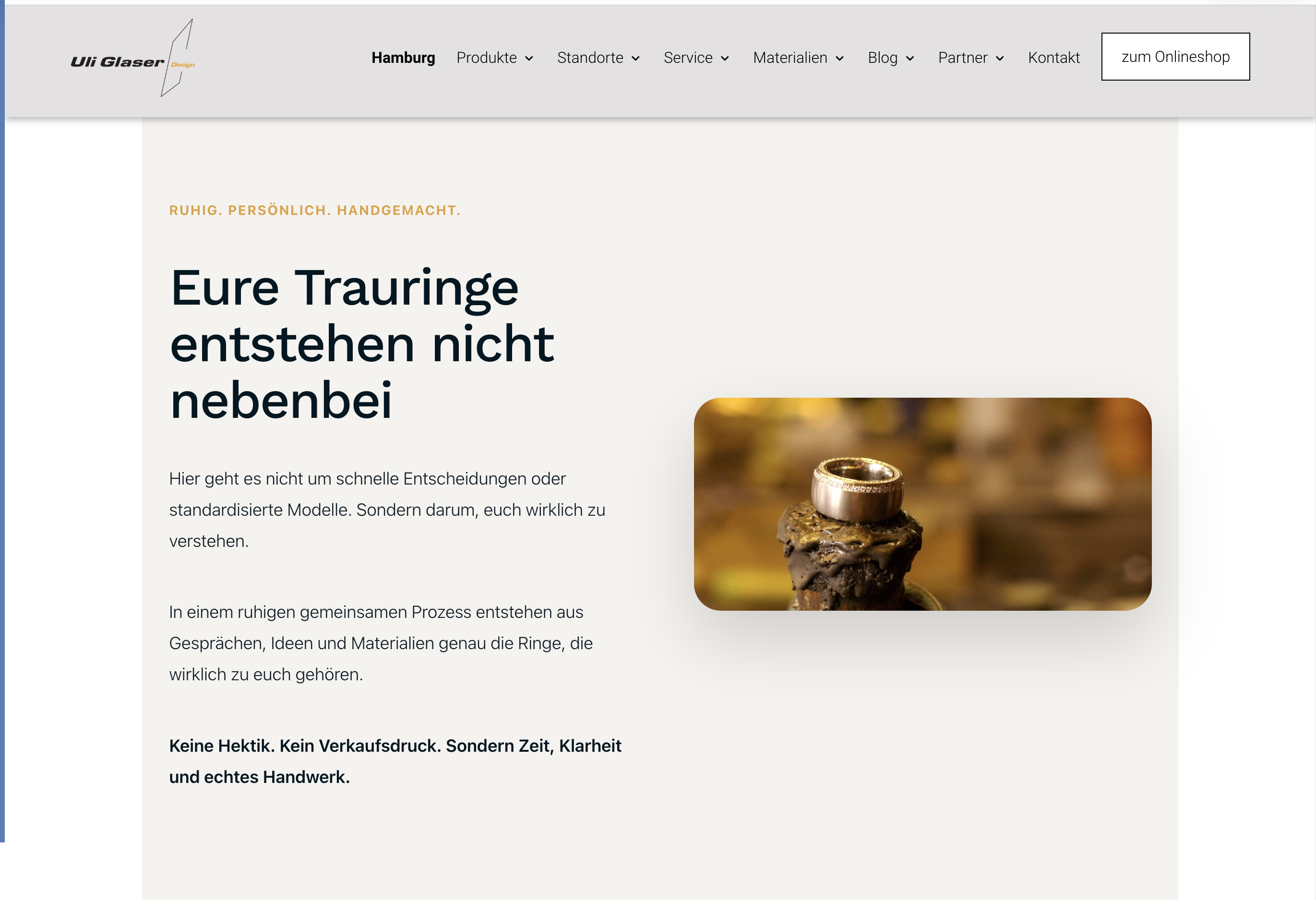 Story-Bereich der Website von Uli Glaser Design